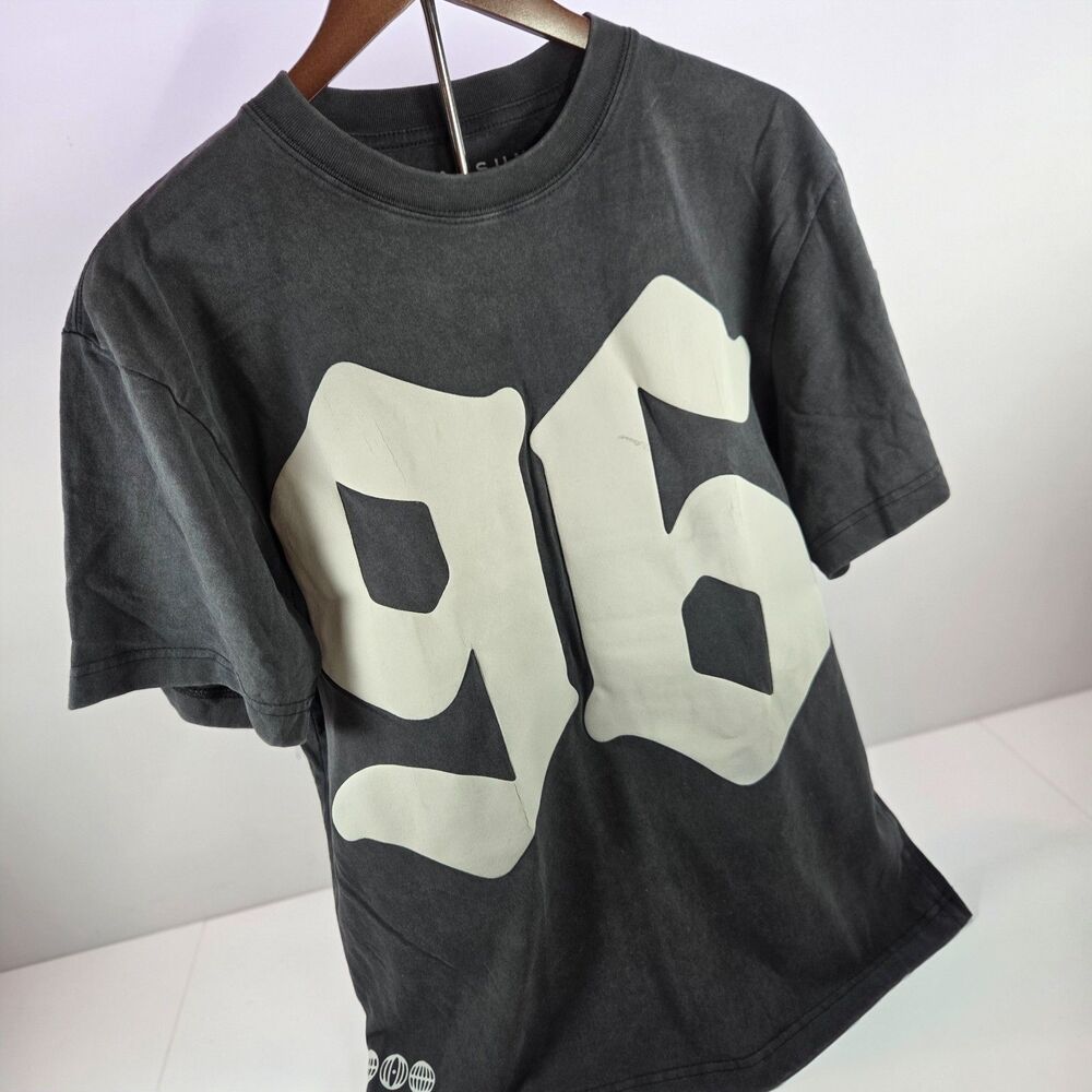 PacSun 96 Boxy T-Shirt Vintage Black Wash Cream Graphic Size S